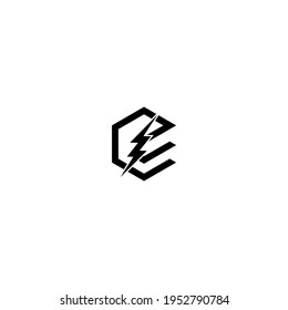 Letter E monogram lightning logo design vector