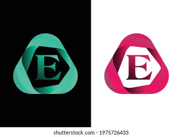 letter E monogram logo with abstract liquid shape