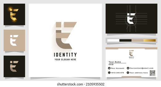 Letter E or iE monogram logo with business card design