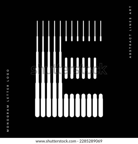 Letter E Monogram Logo Icon Geometric Vertical Stripe Lines
