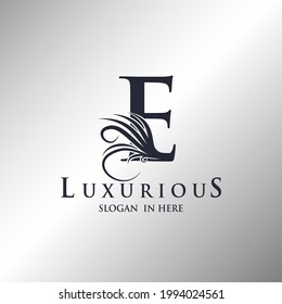 Letter E Monogram Luxury Ornate Decorative Elegance Logo Template.