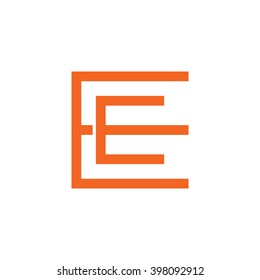 letter E and E monogram square shape logo orange