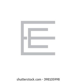 letter E and E monogram square shape logo gray