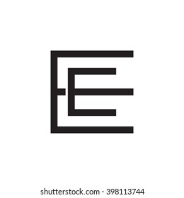 letter E and E monogram square shape logo black