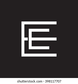 letter E and E monogram square shape logo white black background