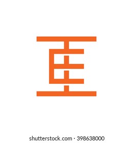 letter I and E monogram square shape logo orange