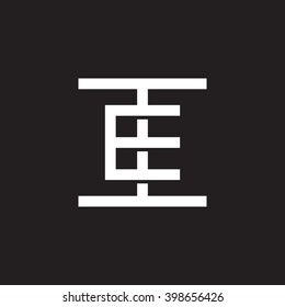 letter I and E monogram square shape logo white black background