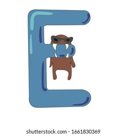 
 letter E and monster alphabet element