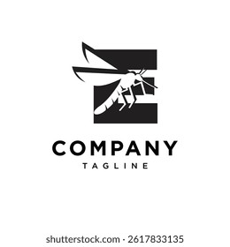 Letter E Mosquito Logo Icon Vector