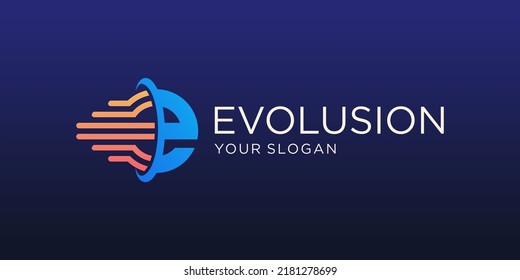 letter E motion logo design. symbol evolution for technology digital.