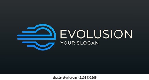 letter E motion logo design. symbol evolution for technology digital.