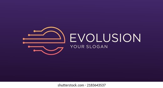 Letter E Motion Logo Design. Symbol Evolution For Technology Digital.