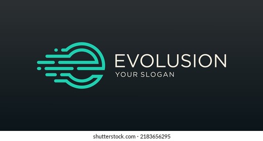 letter E motion logo design. symbol evolution for technology digital.