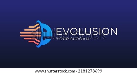 letter E motion logo design. symbol evolution for technology digital.