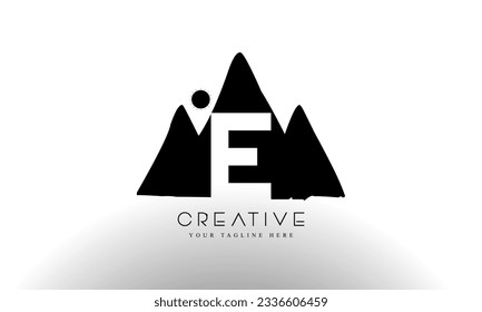 Letter E mountain logo icon design template elements