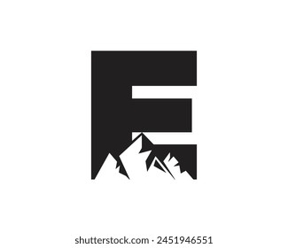 Letter E Mountain Logo. Template Minimalist Alphabet Vector Design	
