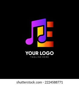 Letter E Music Logo Design Vector Icon Graphic Emblem Illustration 