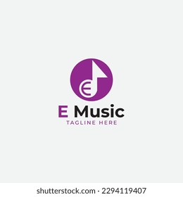 Letter E and Music note logo modern and clean 