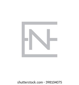 letter E and N monogram square shape logo gray