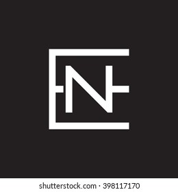 letter E and N monogram square shape logo white black background