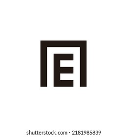 Letter E in n, square geometric symbol simple logo vector