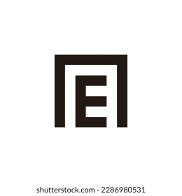 Letter E in n square geometric symbol simple logo vector