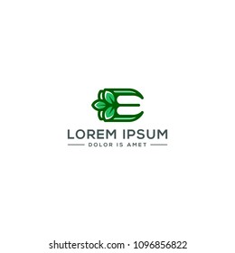 Letter e natural leaf logo template vector illustration