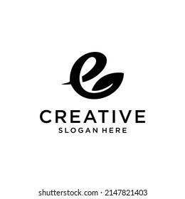 Letter e nature logo design template