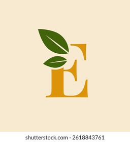 Letter E Nature Logo Design. Initial E Leaf Monogram Logo Identity for Brand