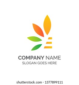 Letter E with Nature Logo Template Design