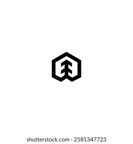 Letter E Nature Pine Logo design vector symbol icon illustration