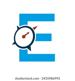 Letter E Navigator Compass Symbol Vector Template