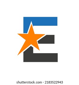 Letter E Negative Space Star Logo Stock Vector (Royalty Free ...