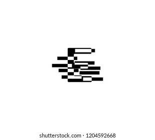 Letter E Negative Square Pattern Logo