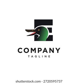 Letra E Northern Spade Duck Logo Icon Vetor