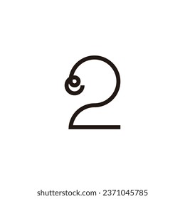 Letter e number 2 geometric symbol simple logo vector