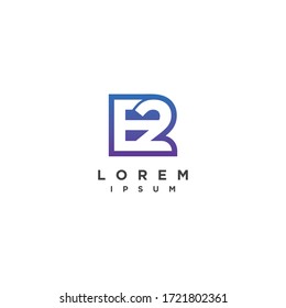 Letter E and number 2 Logo design vector template Linear style. Luxury Fashion Technology Finance Typeface Logotype. Font concept icon design template elements