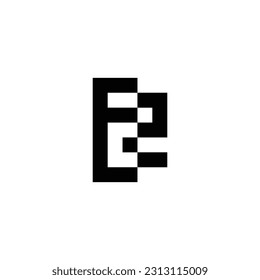 Letter E number 2 square geometric symbol simple logo vector