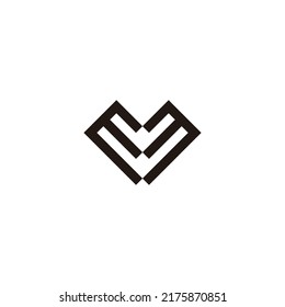 Letra E número 3 corazón, símbolo geométrico cuadrado simple vector logo
