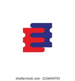 Letter E and number 3 square geometric symbol simple logo vector