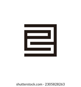 Letter e number 3 square line geometric symbol simple logo vector