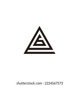 Letter e number 6, triangle geometric symbol simple logo vector