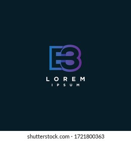 Letter E and number 8 or 3 Logo design vector template Linear style. Luxury Fashion Technology Finance Typeface Logotype. Font concept icon design template elements