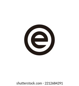 Letter e in O, circle geometric symbol simple logo vector