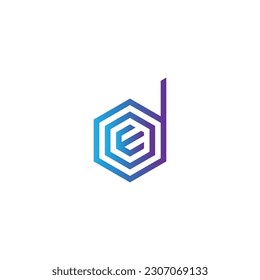 Letter E, o and d hexagon line geometric symbol simple logo vector