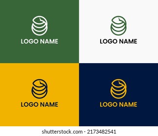letter e and o with leaf modern logo design template