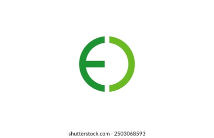 Letter E O or O E logo icon vector template. Green color alphabet initial E O logo in round circle shape isolated on white color