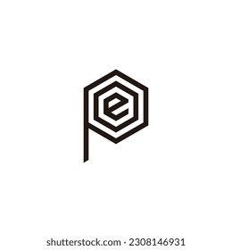 Letter e, o and p hexagon line geometric symbol simple logo vector