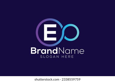 Letter E or E O Trendy and Professional Colorful infinity technology logo design vector template