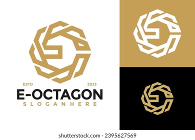 Letter E Octagon Logo design vector symbol icon illustration